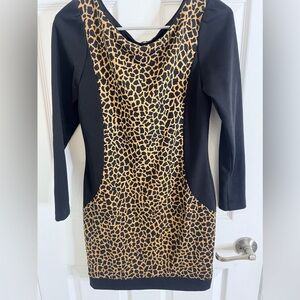 Analili XS Leopard Print Long Sleeve Dress